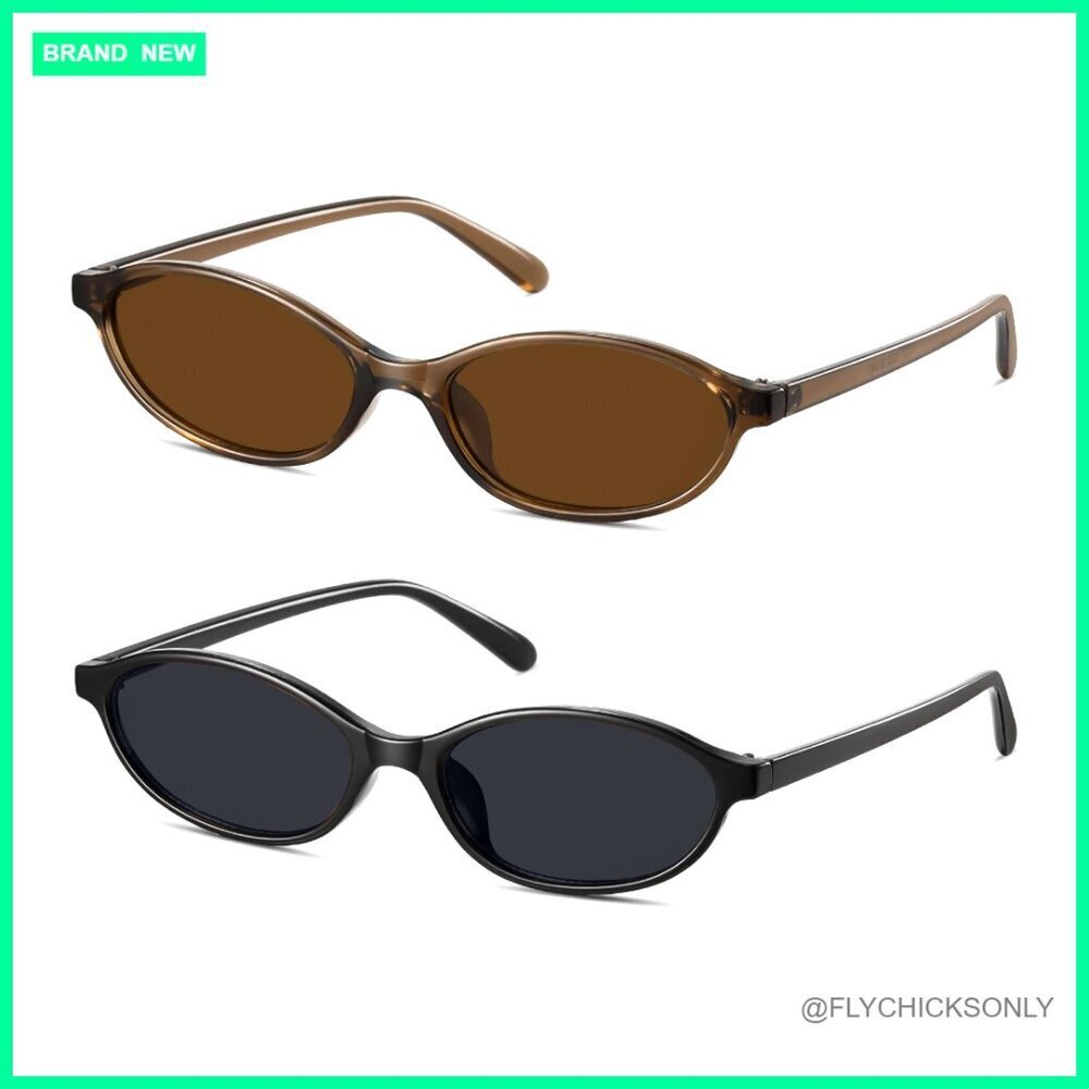 Retro Oval Cat Eye Sunglasses UV400 Protection Lightweight Polycarbonate